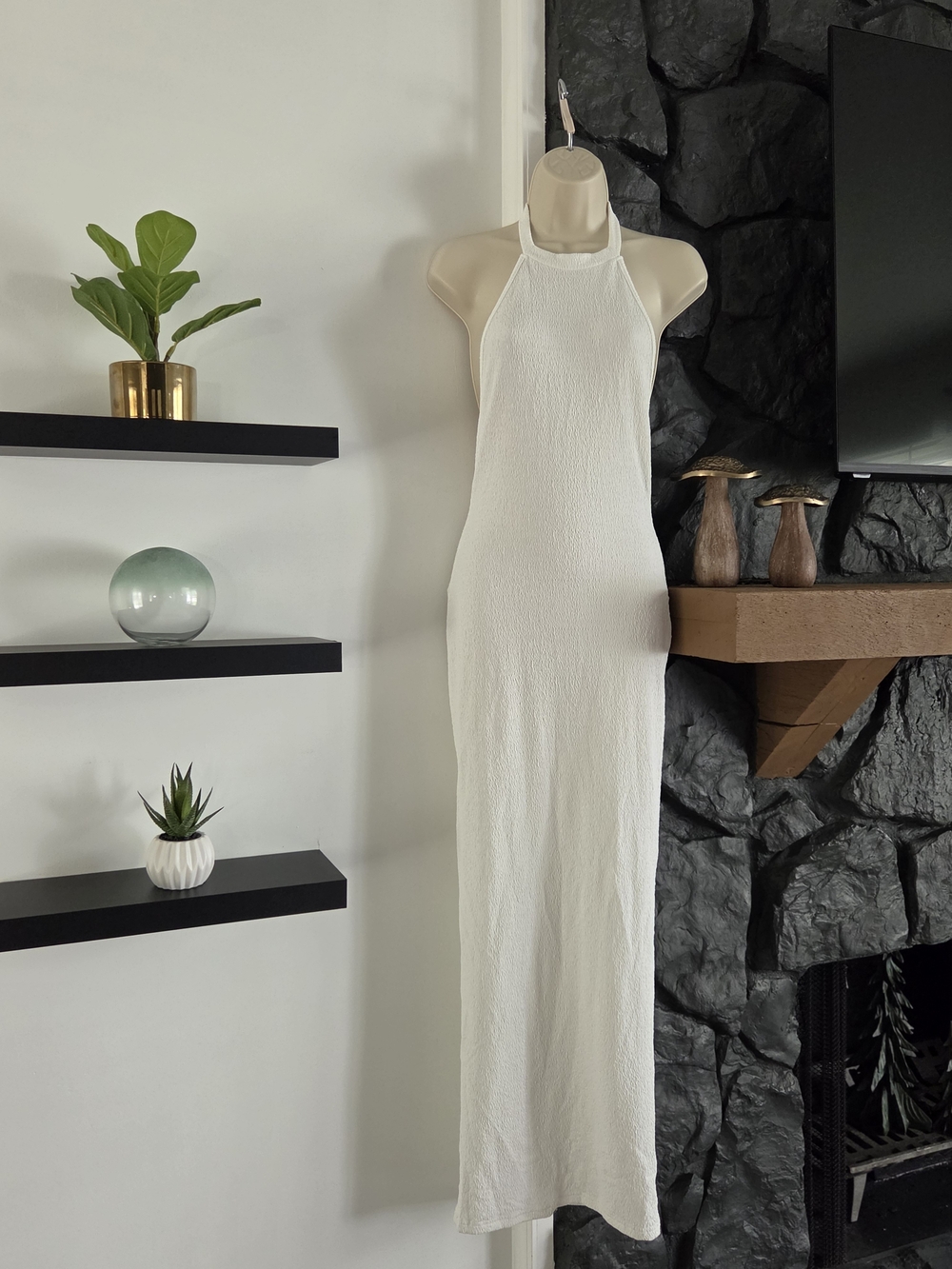 SHEIN White Halter Maxi Dress